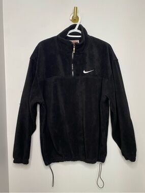 Vintage/Y2K Nike Black Sweatshirt 1/4 Zip Pullover Swoosh Mock Neck - Size L USA